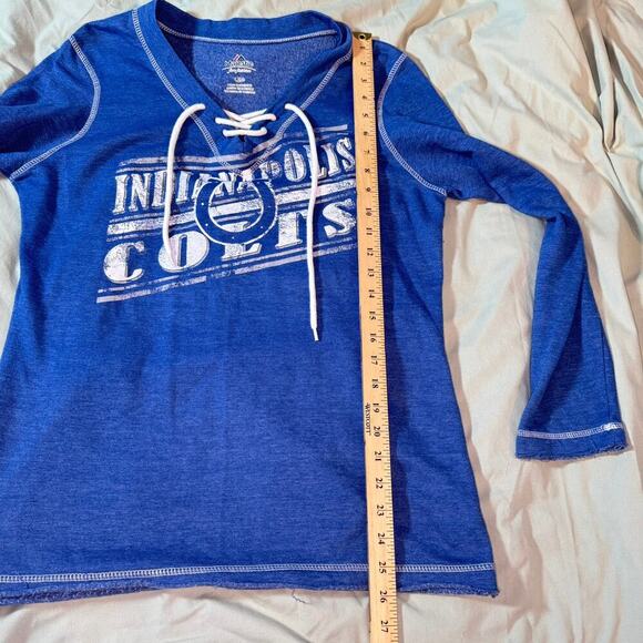 Majestic Women's sz Large Blue Indianapolis Colts Long Sleeve Fleece Top Lace-up - Picture 8 of 9